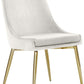 Cream Velvet Upholstered Dining Chair With Goldtone