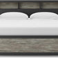 King Bed Frame With Bookcase Headboard Warm Gray Matte Black