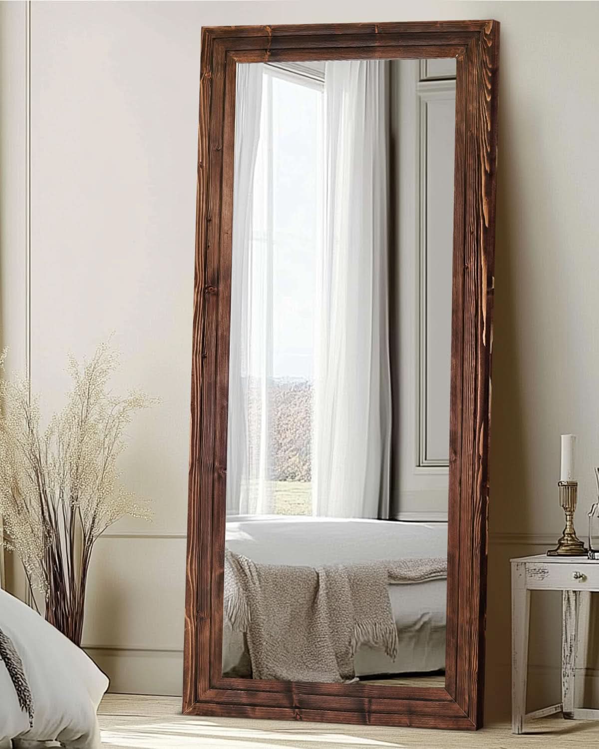 71 Inch Full Length Mirror Solid Wood
