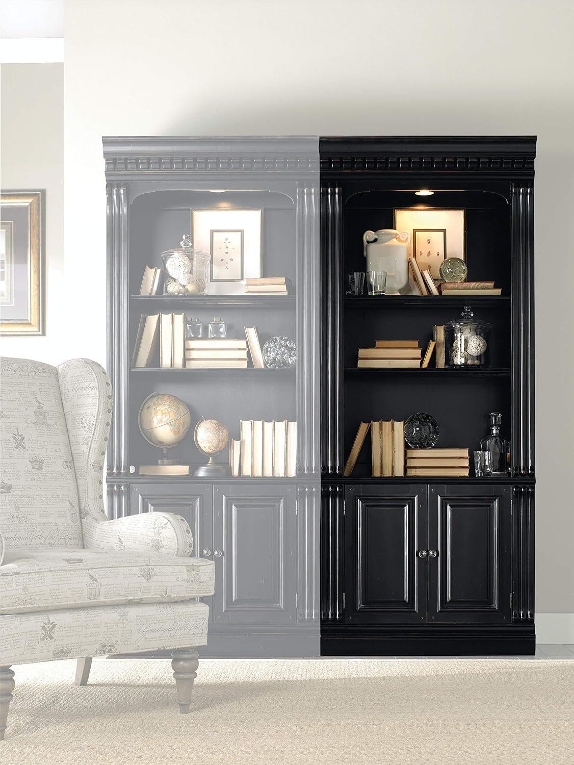 Black Three Shelf Bookcase With Wooden Construction