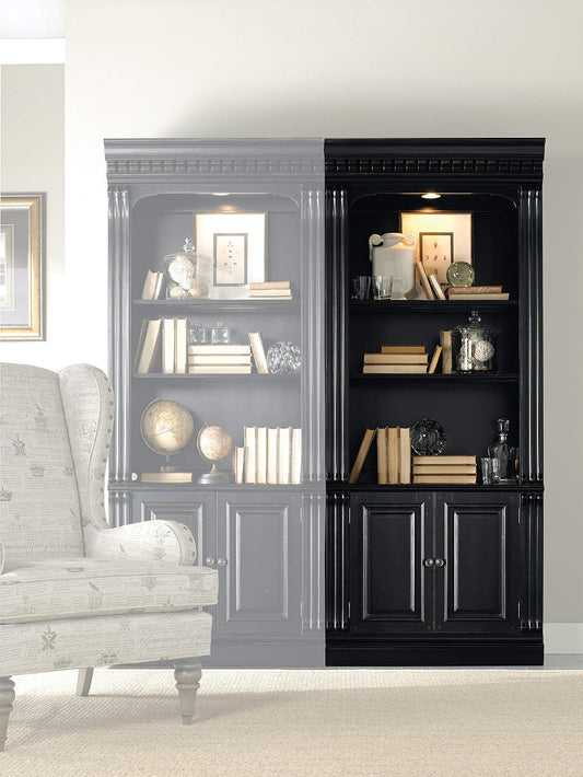 Black Three Shelf Bookcase With Wooden Construction