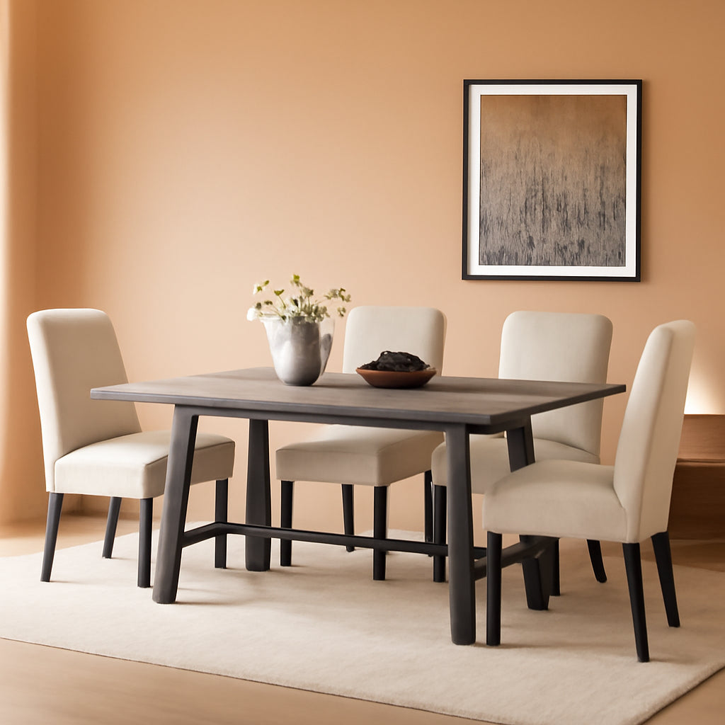 86-Inch Grey Walnut Dining Table Non-Extendable Sturdy