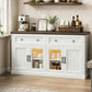 63 Inch Antique White Multipurpose Sideboard Buffet