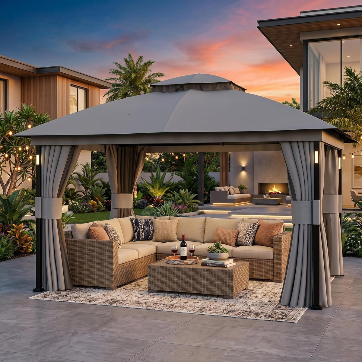 Patio Gazebo 11x13 Outdoor LED Lighting Netting System