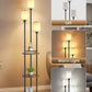70.9Inch Floor Lamp With Rustic Shelving Unit Storage-4
