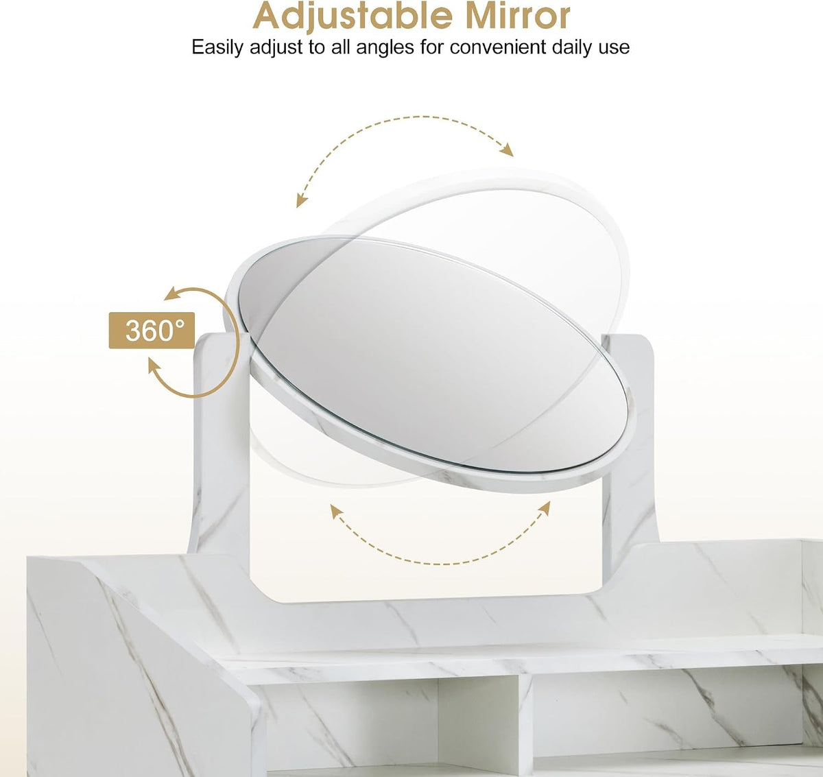 White Dressing Table Vanity Desk Adjustable Mirror