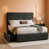 Upholstered Queen Platform Bed With Storage Drawers