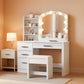 White Makeup Vanity Desk With Premium Illumination