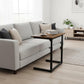 Height-Adjustable C-Shaped Sofa Table Walnut Brown