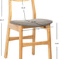 Dining Chair Set Of 2 With Grey Cushions And Natural Wood