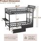 Black Twin XL Bunk Bed Foldaway Desk USB Charging Station