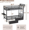 Black Twin XL Bunk Bed Foldaway Desk USB Charging Station