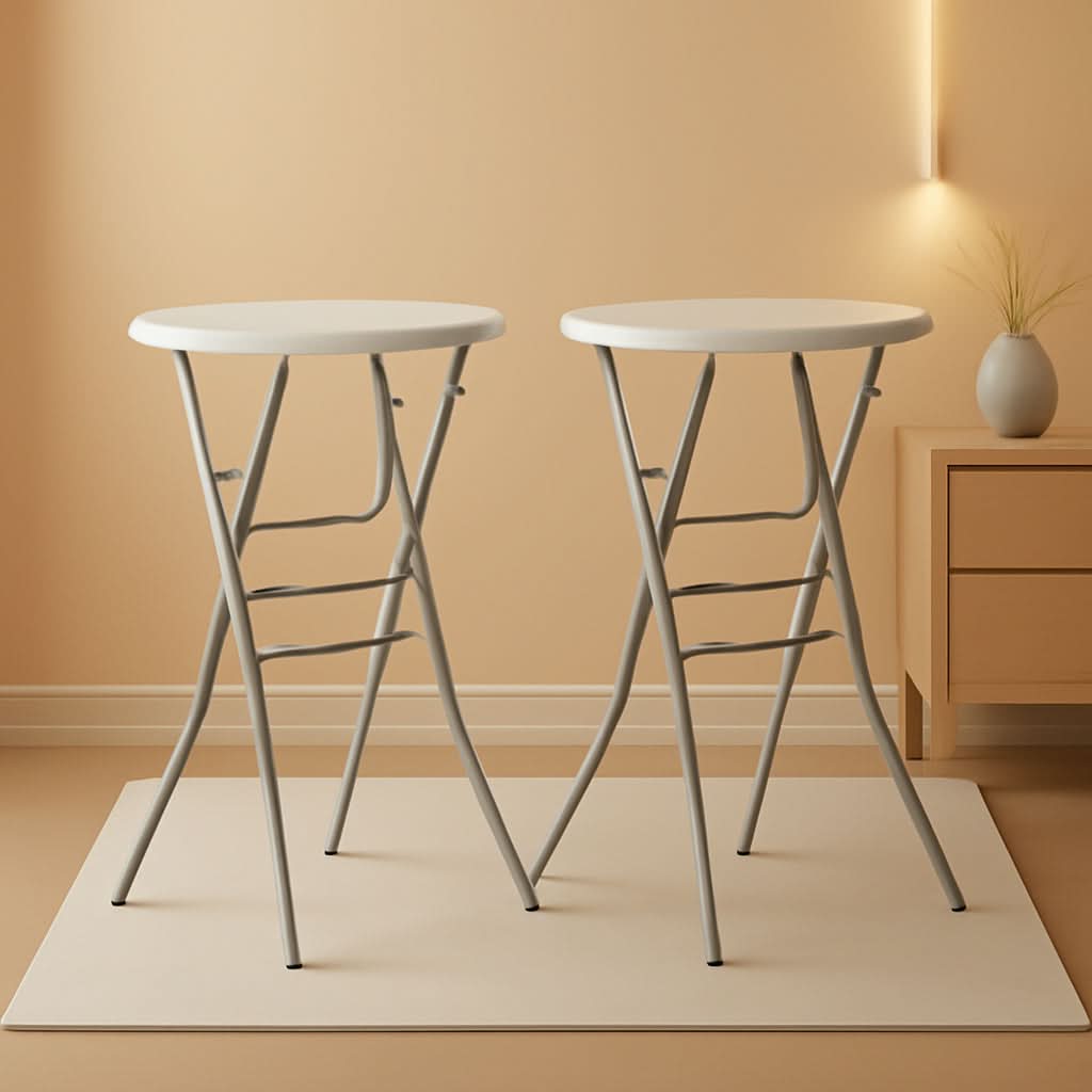 White 28 Inches Folding Cocktail Table Removable Legs