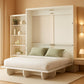 White Queen Murphy Bed With Integrated Storage Shelf-0