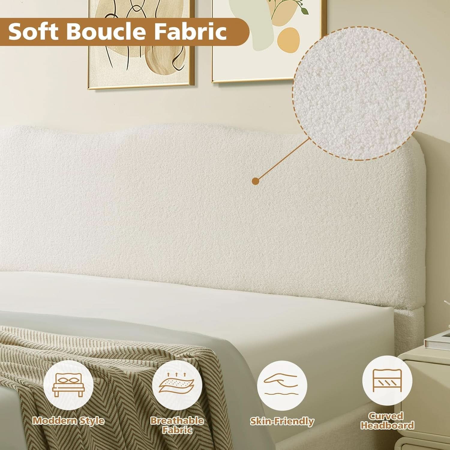 Queen Size Lift Up Storage Bed Curved Headboard Upholstered-2