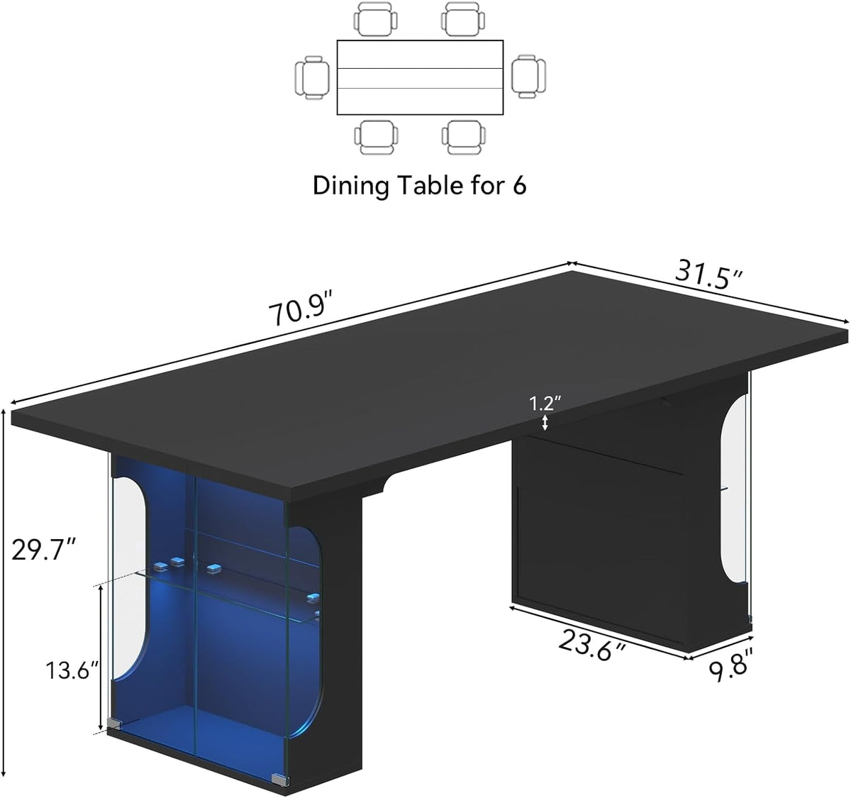Black Dining Table Storage Integrated LED Lighting-1