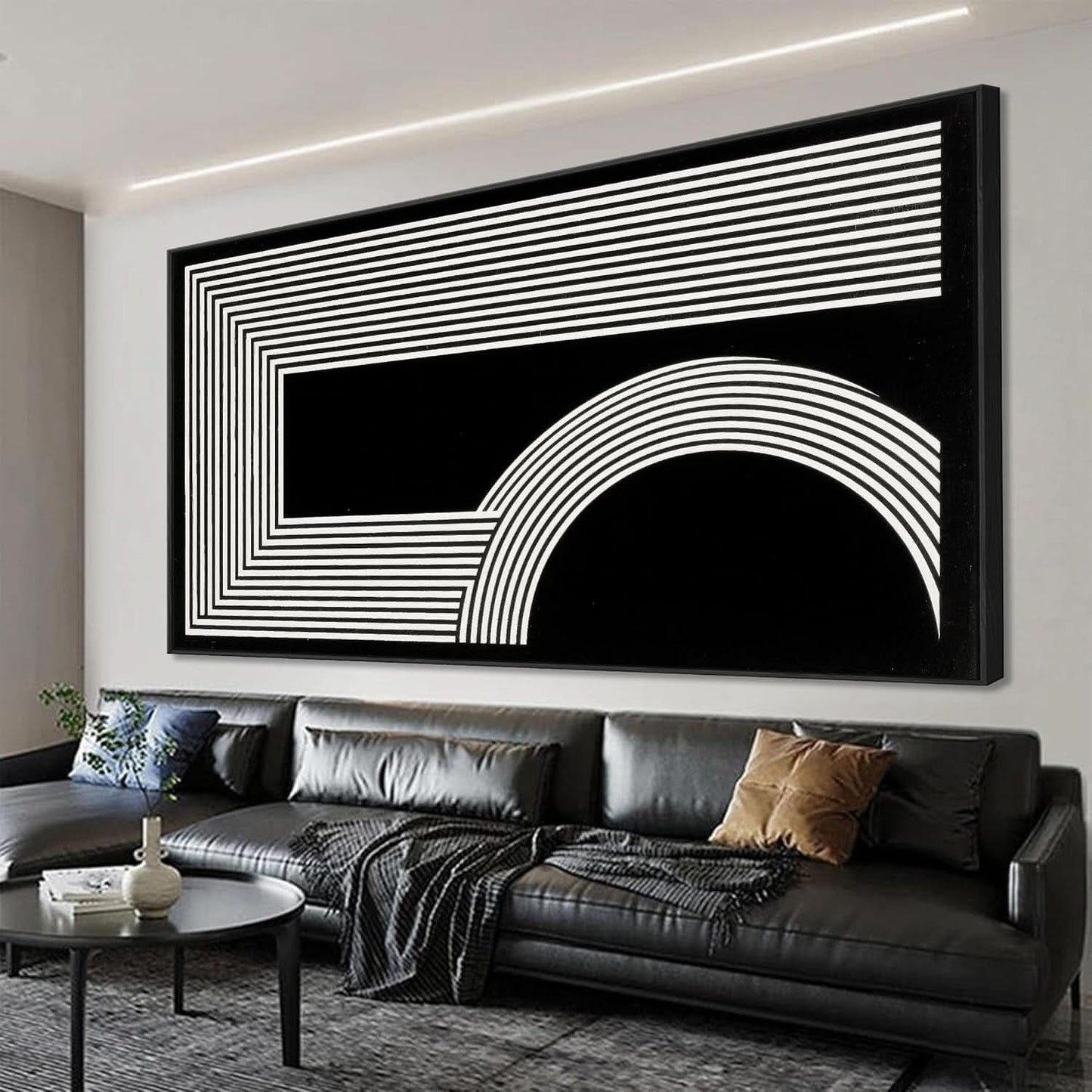 Monochrome Contemporary Canvas Wall Art 24x48 Inches