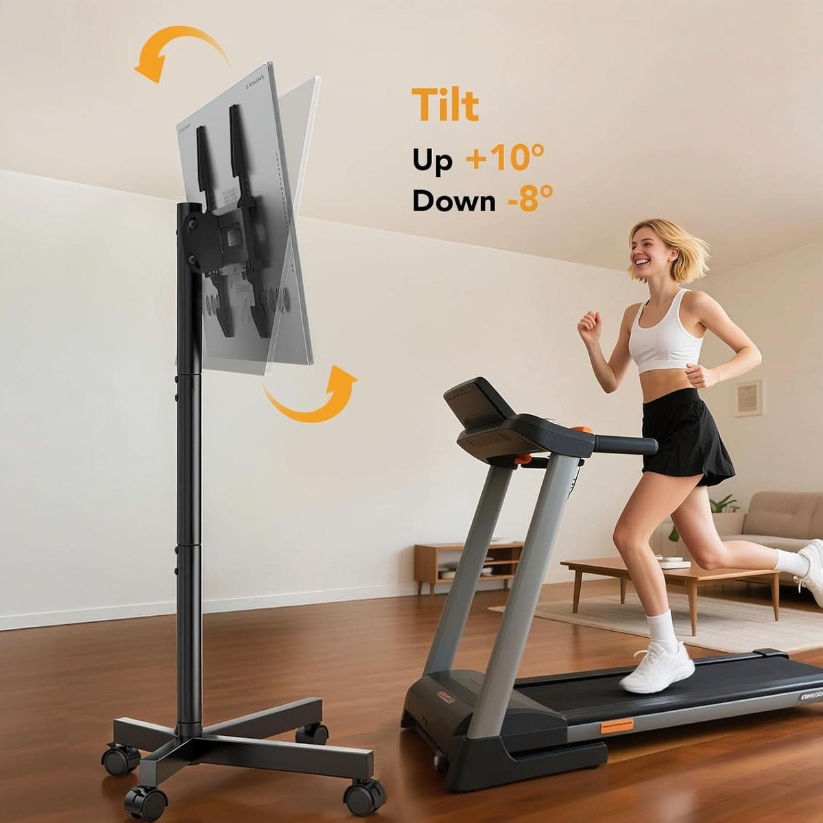 Universal Mobile TV Stand Featuring Adjustable Height