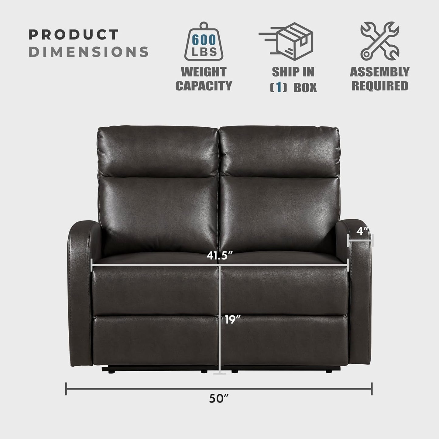Espresso Manual Reclining Loveseat For Living Room