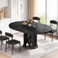 Black Extendable Round Dining Table Pedestal Storage
