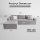 108 Inch Grey Upholstered Modular Sectional Chaise