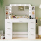 Makeup Vanity Desk White Illuminated Mirror Shelves