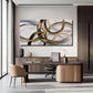Slate Gray Metallic Abstract Canvas Wall Art 24x48 Inches