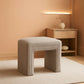 Taupe Boucle Vanity Ottoman Tufted Weathered Walnut