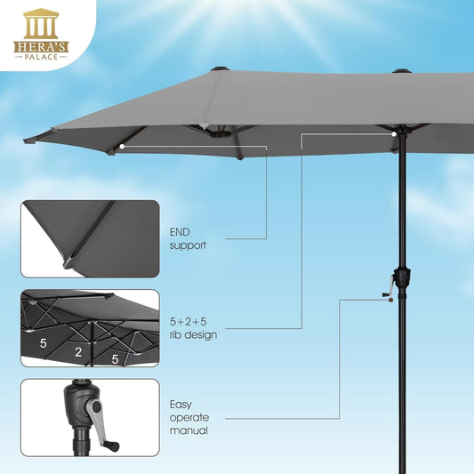13Foot Double Sided Outdoor Market Umbrella Smoky Gray