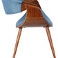 Butterfly Mid Century Modern Dining Chair Blue Upholstery Walnut Finish