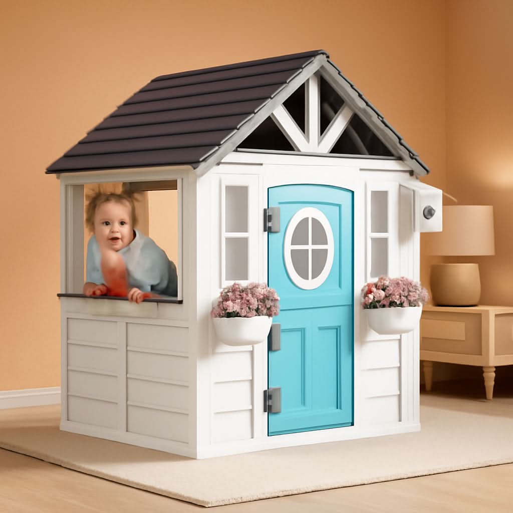 Wooden Outdoor Playhouse With Dutch Door Kitchenette