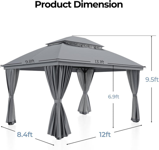 Durable Outdoor Gazebo 10x13 Ft Weatherproof Roofs