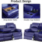 Dark Blue Leather Recliner Sofa Set For Living Room 3 Piece