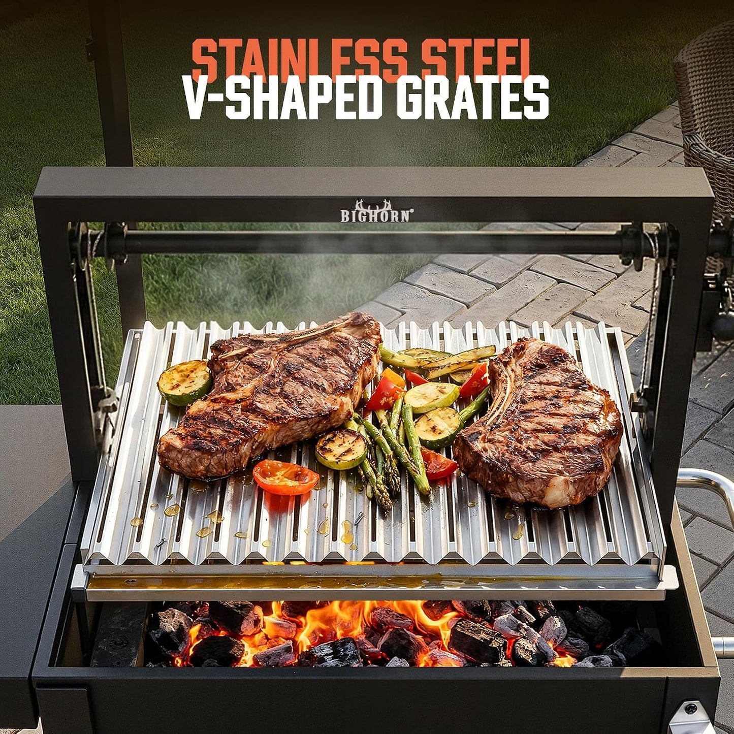 Argentine Parrilla Grill With Adjustable Height Storage