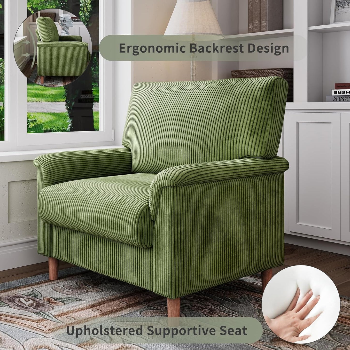 Green 22InchesWide Oversized PremiumLuxAccent Chair
