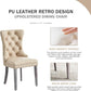Leather Wingback Dining Chairs Set Of 4 Beige Nailhead Trim