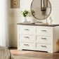 Farmhouse Six Drawer Dresser Walnut Engineered Wood