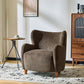 Brown Velvet Wingback Upholstered Chair Living Room