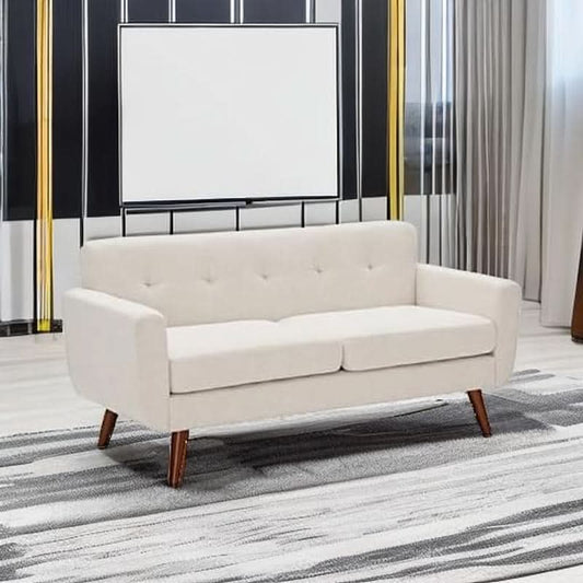 Modern Compact Beige Loveseat For Small Living Rooms
