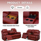Leather Recliner Sofa Set 3 Piece For Living Room Red