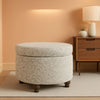 Gray Floral Storage Ottoman Large Round For Living Room-0