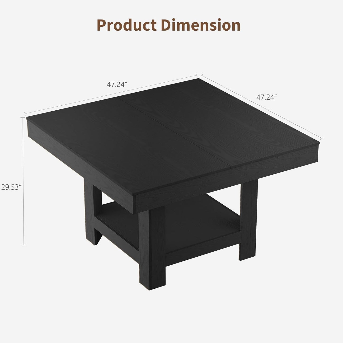 Commercial Square Dining Table Black Walnut Storage