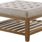 Large Upholstered Tufted Linen Ottoman Coffee Table