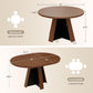 Extendable Round Dining Table Walnut Brown Finish