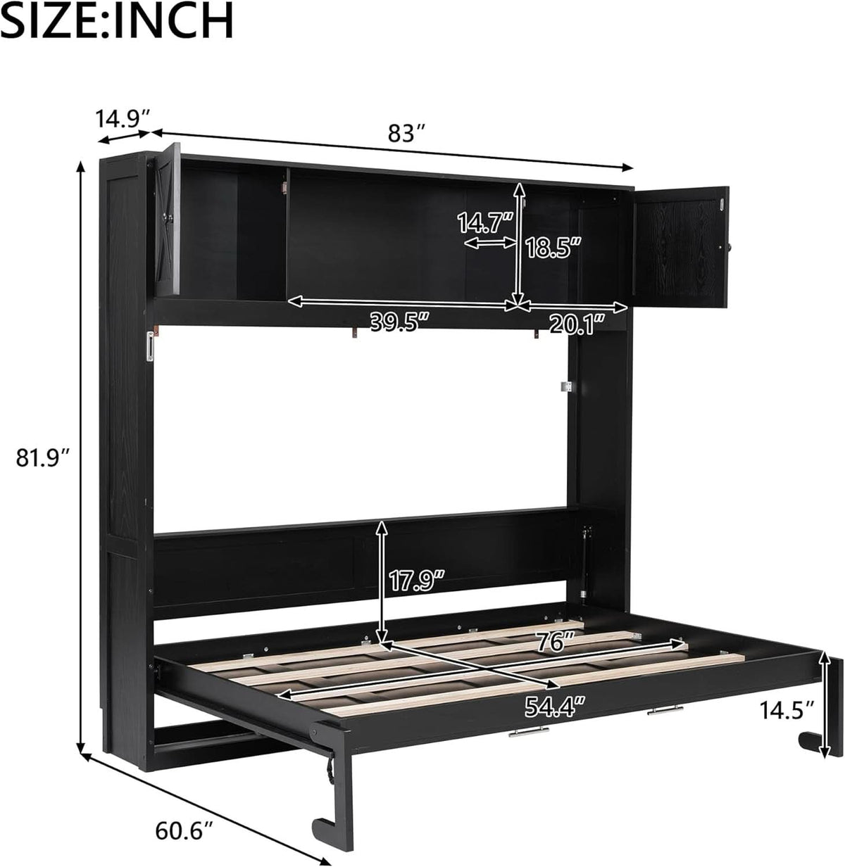 Full Size Murphy Bed With Industrial Grade Cabinetry