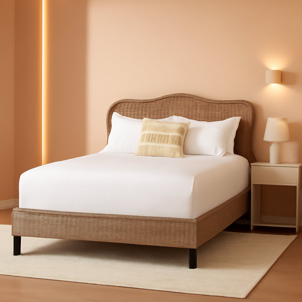 CoastalInspired Full Size Rattan Bed Headboard Grey