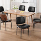 Set of 6 Black PU Leather Mid-Century Modern Dining Chairs with Walnut Back