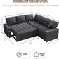 85 Inch Ultrasoft Chenille L Shaped Sleeper Couch Sofa