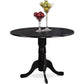 5 Piece Drop Leaf Dining Table Set Black Faux Leather