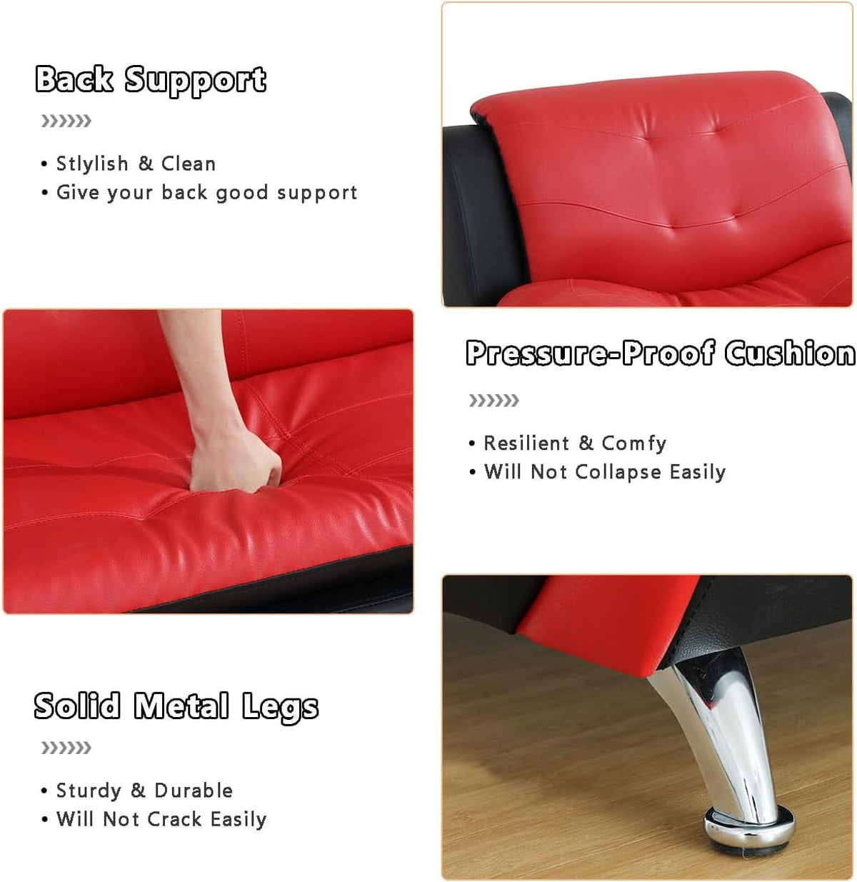 Two Tone Black And Red Leather Sofa Set For Living Room